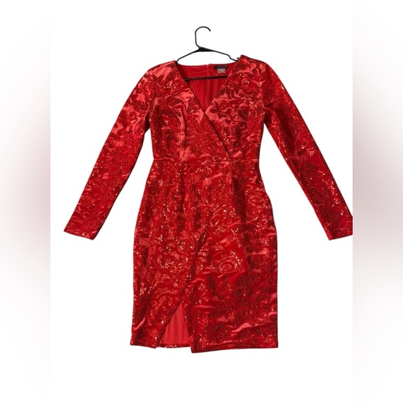 Venus, red velvet sparkly holiday dress, size 4 - Picture 2 of 6